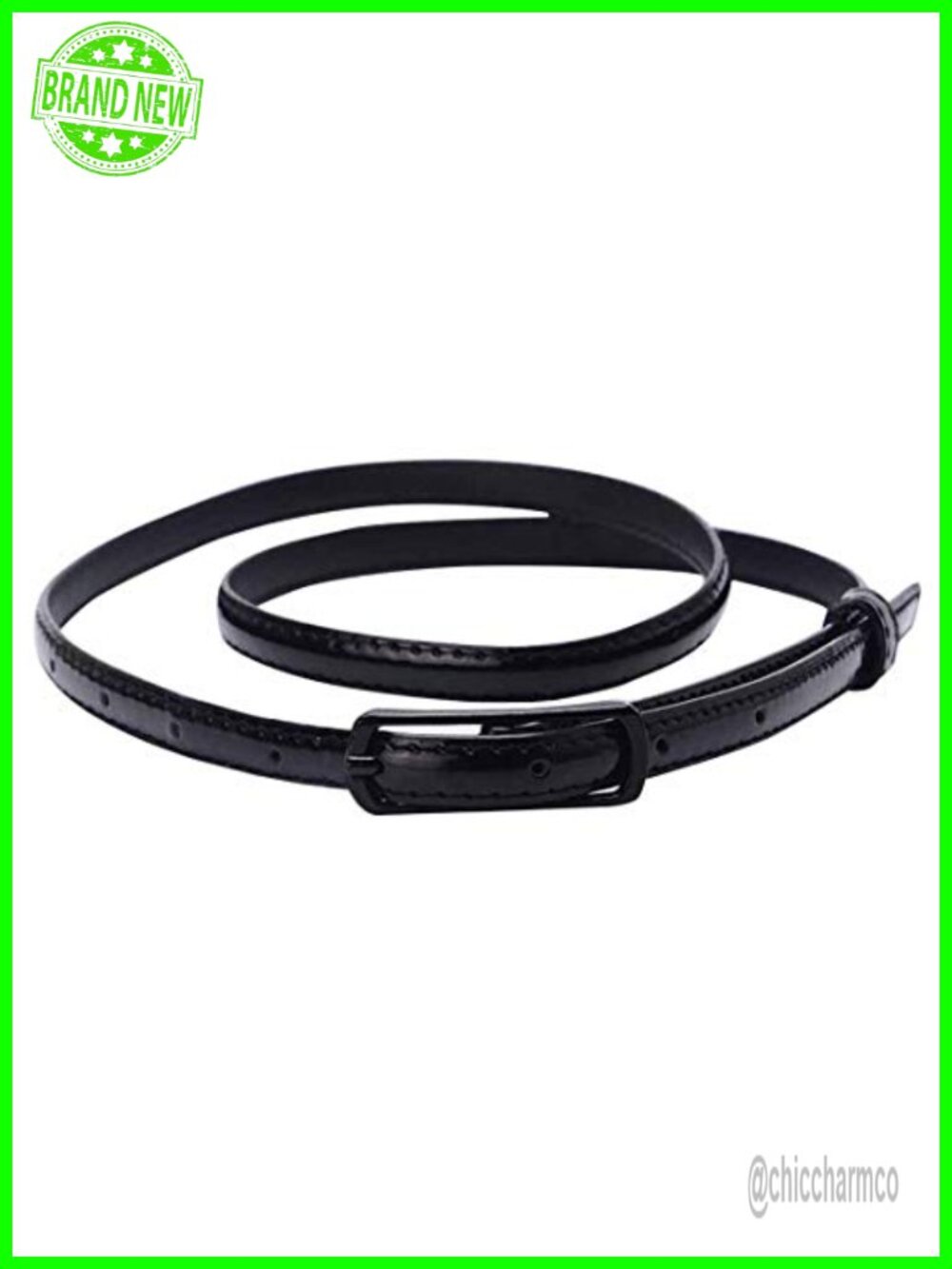 Women's Solid Faux Leather Skinny Belt for Dresses Adjustable